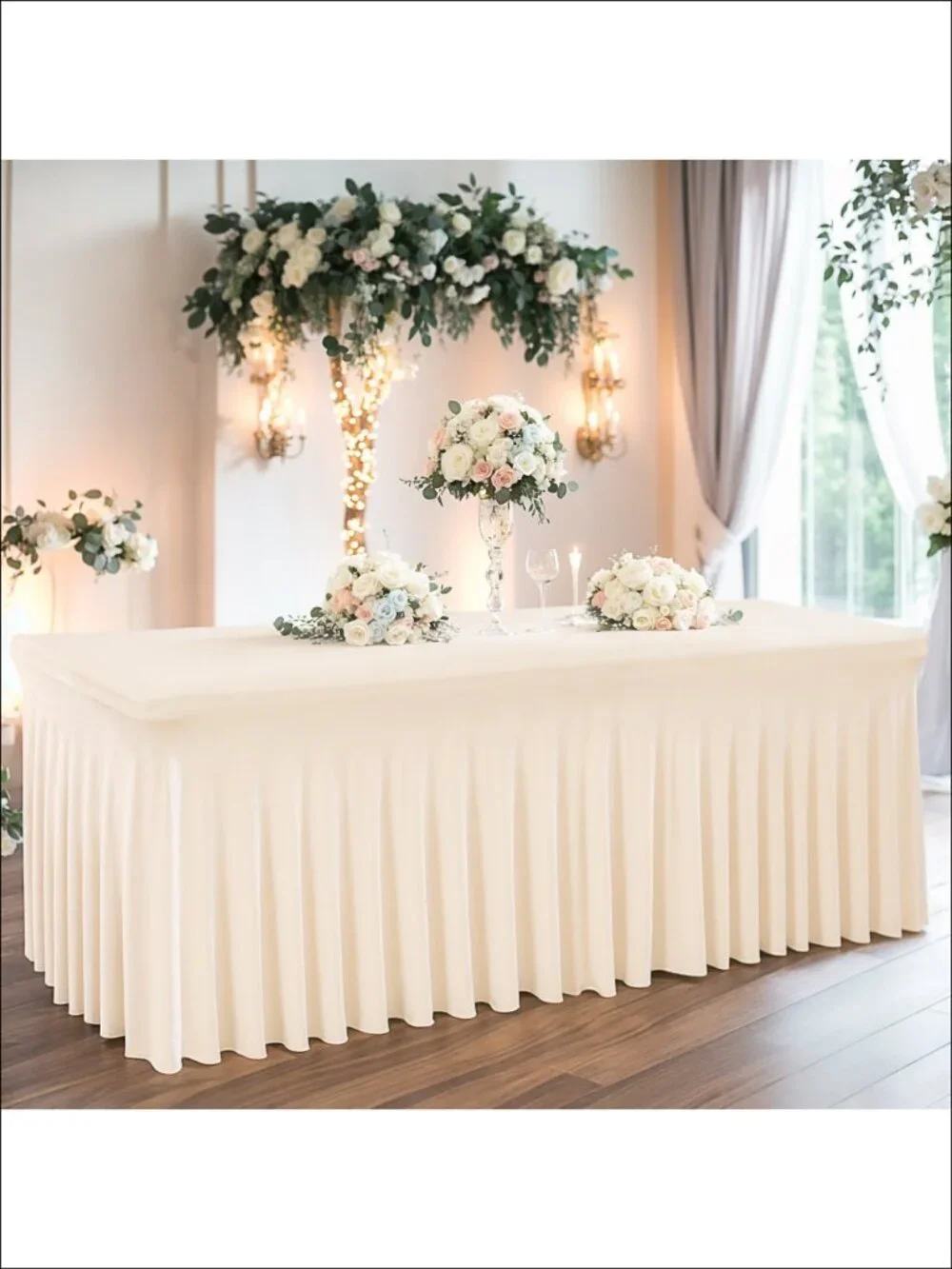 2 Pack Spandex Table Covers 6ft Fitted Stretch Table Skirt Wrinkle Free for